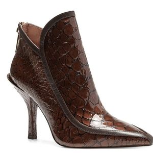NEW Louise et Cie Lo Viveca brown snakeskin leather booties boots heels 8M